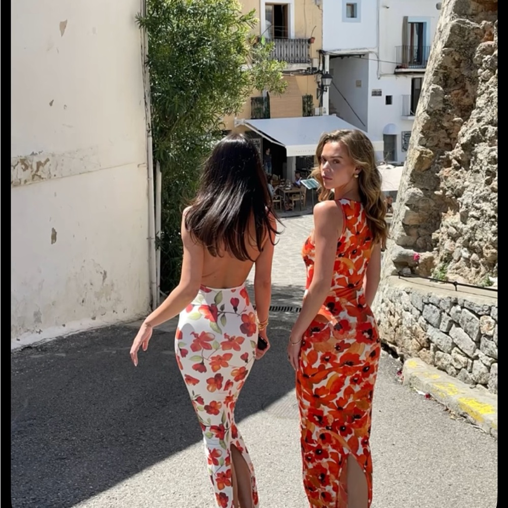 SLA the label; The Capri & Calabria backless fitted floral maxi XXS